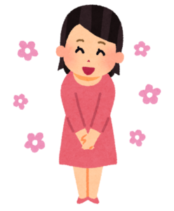 笑顔でおじぎをする女性のイラスト