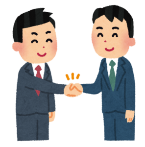 握手をするスーツ姿の2人のイラスト