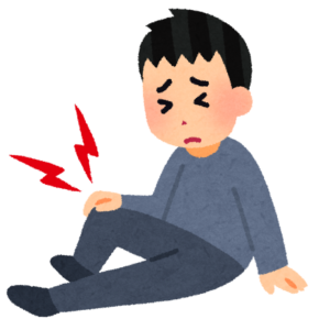 膝の痛みに顔をしかめる男性のイラスト