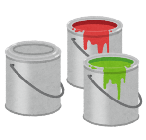 赤と緑のペンキ缶のイラスト
