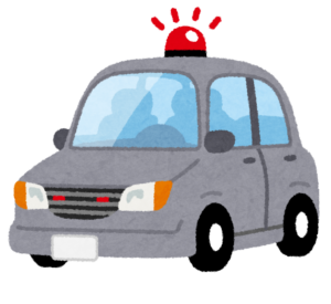 屋根に赤色灯をのせた覆面パトカーのイラスト
