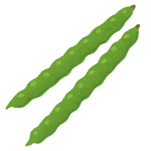 さやに入ったインゲン豆のイラスト