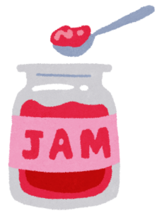 ジャムの瓶とスプーンのイラスト