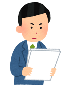 書類を読む男性のイラスト