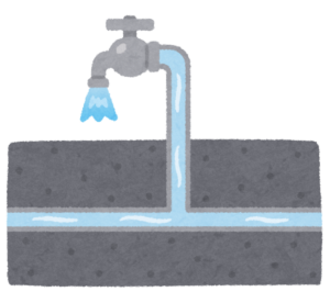 地中の水道管と蛇口のイラスト