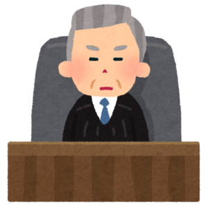 法廷の席に座る裁判長のイラスト
