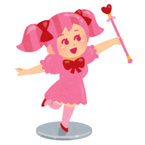 台座に立つ女の子のフィギュアのイラスト