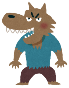 牙と爪のある狼男のイラスト