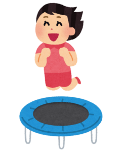 トランポリンで跳ねる女の子のイラスト